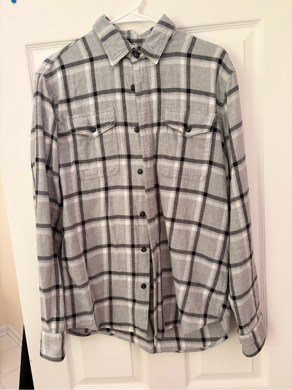 Sonoma Black and Gray Plaid Button-Up Shirt